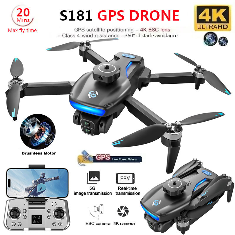 Rc Helicopter Electric - S181 GPS 드론 완구, 4K 전문